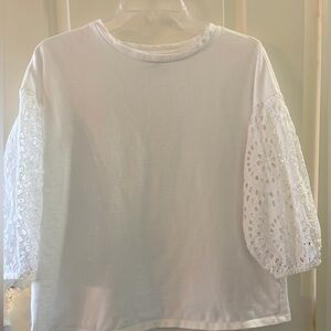 a new day White Eyelet Sleeve Sweatshirt
